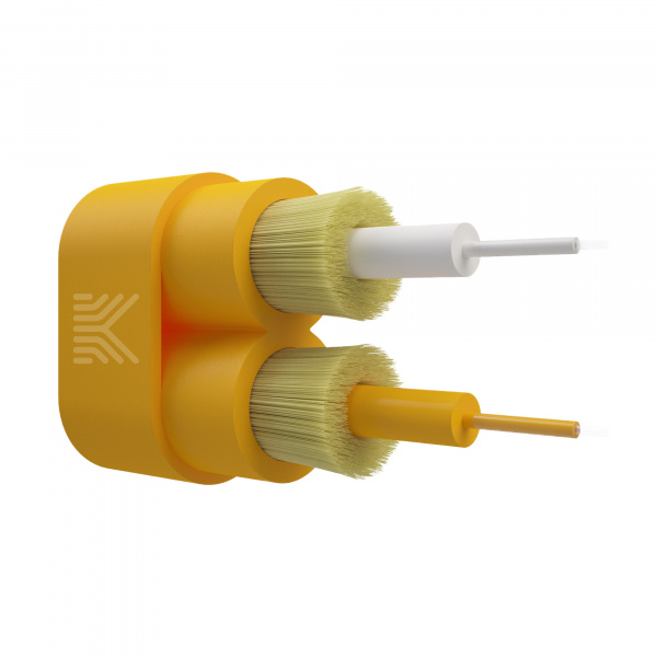 Оптический кабель распределительный Брекаут, G.652.D, 2 волокна, для внутренней прокладки, нг(А)-HF, жёлтый